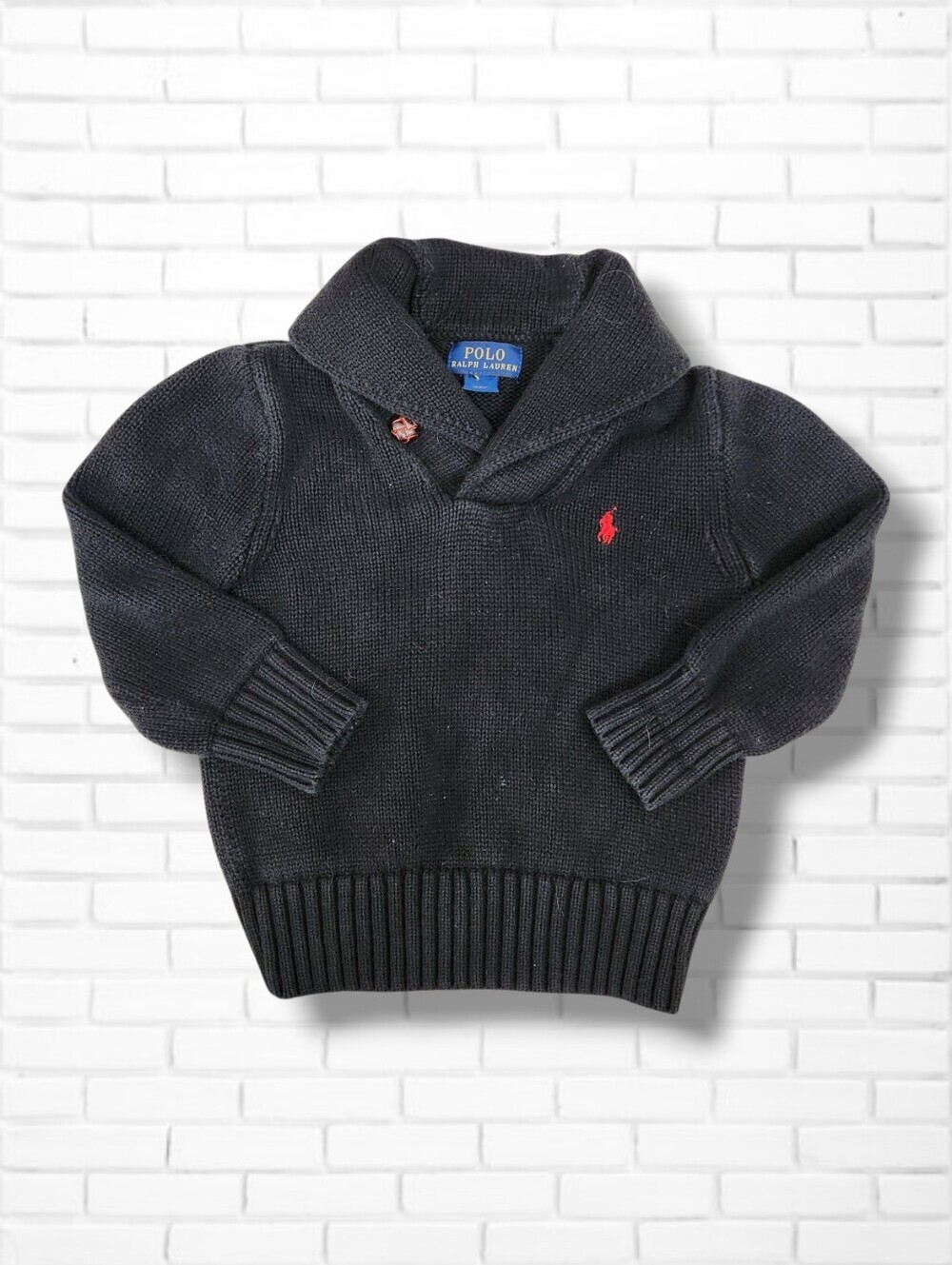 POLO Ralph Lauren Toddler Black Shawl Collar Knit Sweater Size 3T
